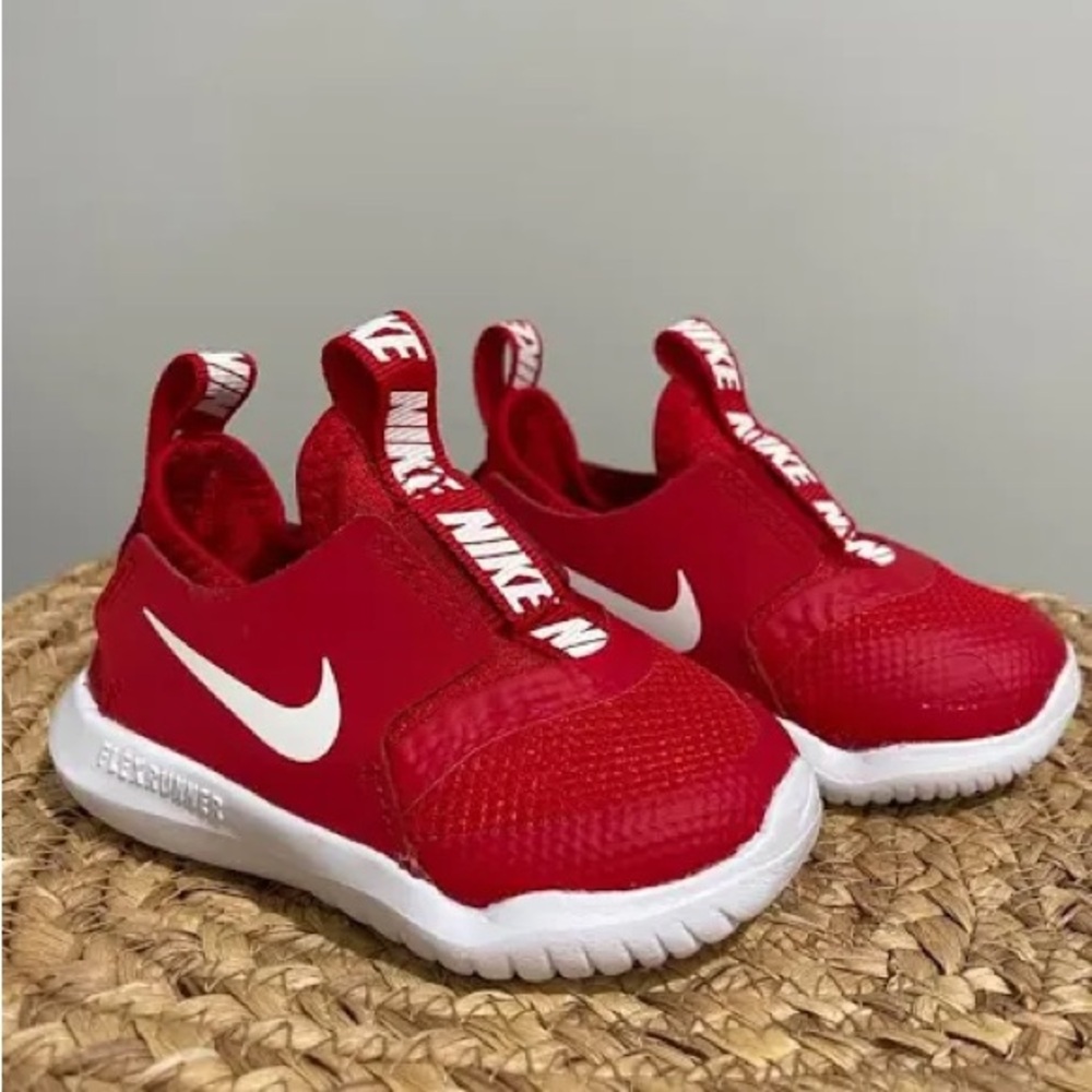 Nike Kids Red and White Slip-On Sneakers